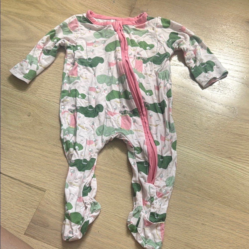Mud pie golf bamboo Pink and Green Kids One Piece